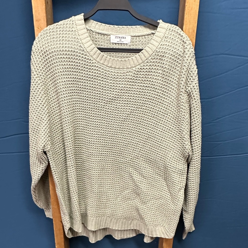 Zenana sage green sweater. 2x